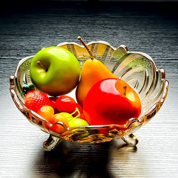 Кристално стъклена купа за плодове, трикрак дизайн, премиум качество, 2025 издание, достъпен лукс