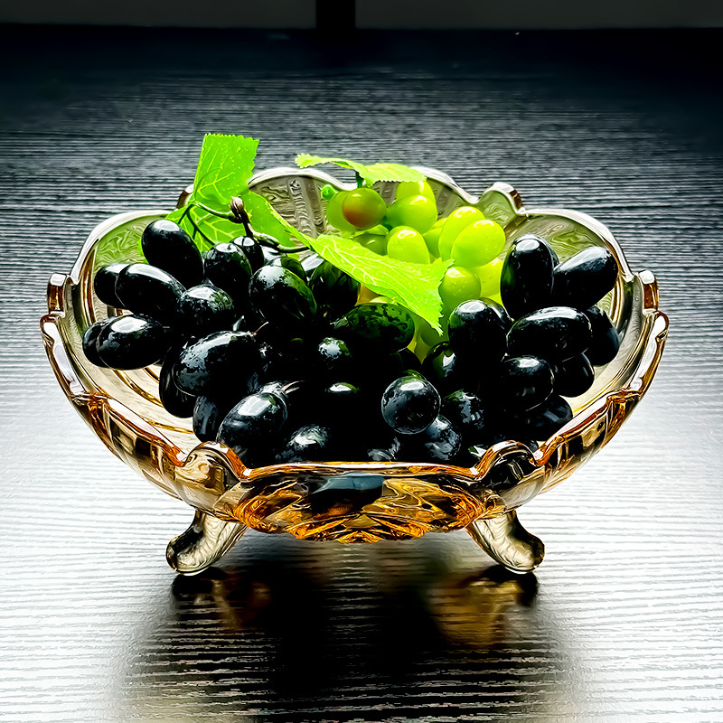 Кристално стъклена купа за плодове, трикрак дизайн, премиум качество, 2025 издание, достъпен лукс