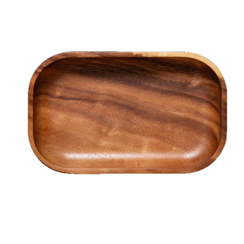 Ploška od orahovog drveta, okrugla, za voće i salate, ručno oslikana površina, moderni jednostavni stil, mogućnost ispisa logotipa, prilagodljivo