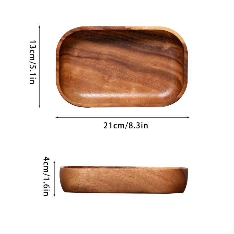 Ploška od orahovog drveta, okrugla, za voće i salate, ručno oslikana površina, moderni jednostavni stil, mogućnost ispisa logotipa, prilagodljivo