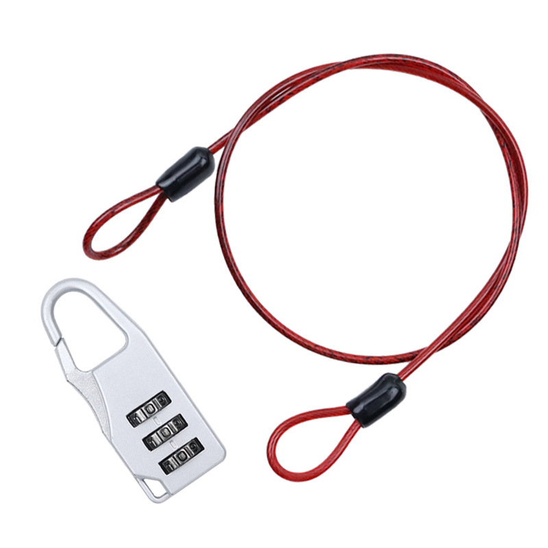 Lacăt cu cablu din oțel pentru biciclete și motociclete – Mecanic, Model: Steel Straight Cable+Password Lock, Material: oțel+PVC, Diametrul tijelor de blocare: 25 mm