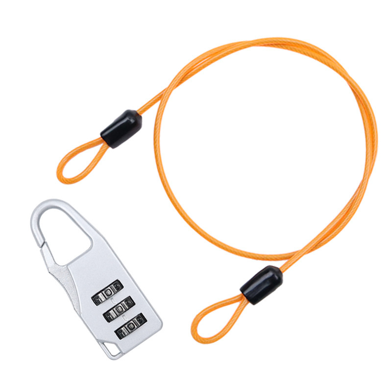 Lacăt cu cablu din oțel pentru biciclete și motociclete – Mecanic, Model: Steel Straight Cable+Password Lock, Material: oțel+PVC, Diametrul tijelor de blocare: 25 mm