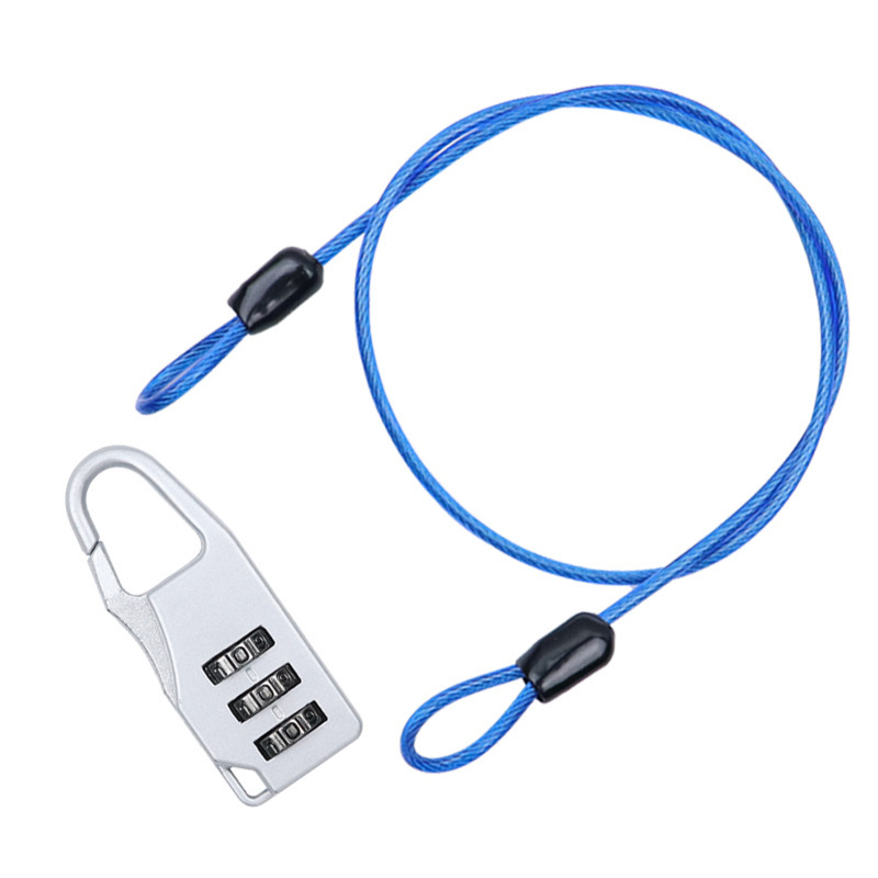 Lacăt cu cablu din oțel pentru biciclete și motociclete – Mecanic, Model: Steel Straight Cable+Password Lock, Material: oțel+PVC, Diametrul tijelor de blocare: 25 mm