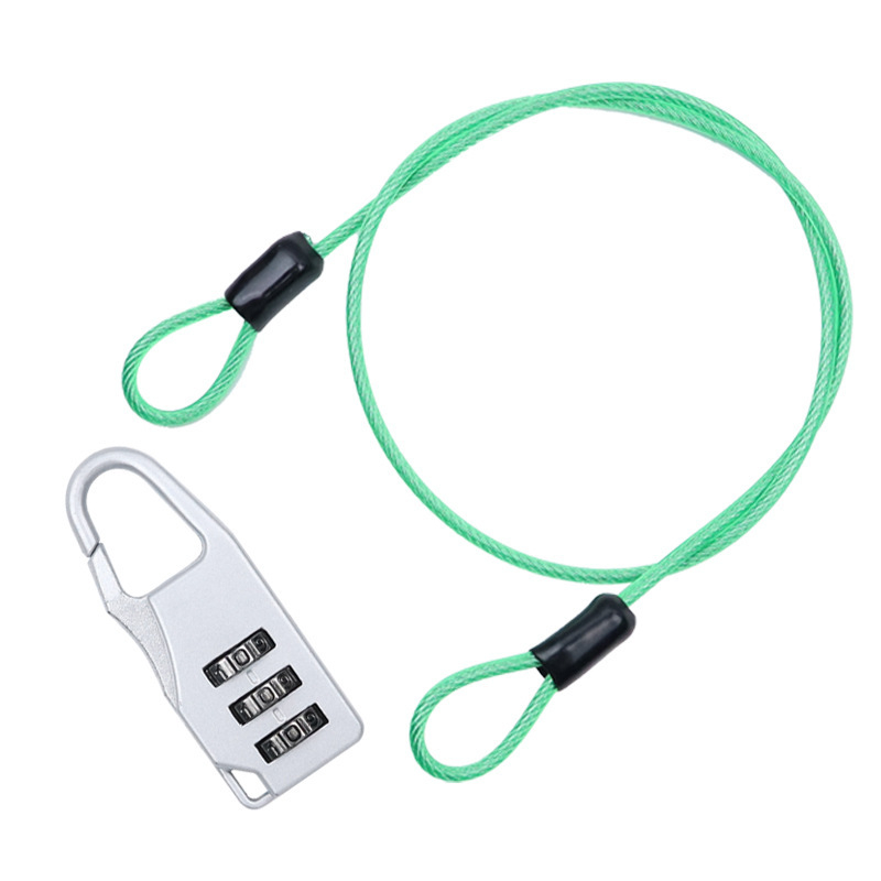 Lacăt cu cablu din oțel pentru biciclete și motociclete – Mecanic, Model: Steel Straight Cable+Password Lock, Material: oțel+PVC, Diametrul tijelor de blocare: 25 mm