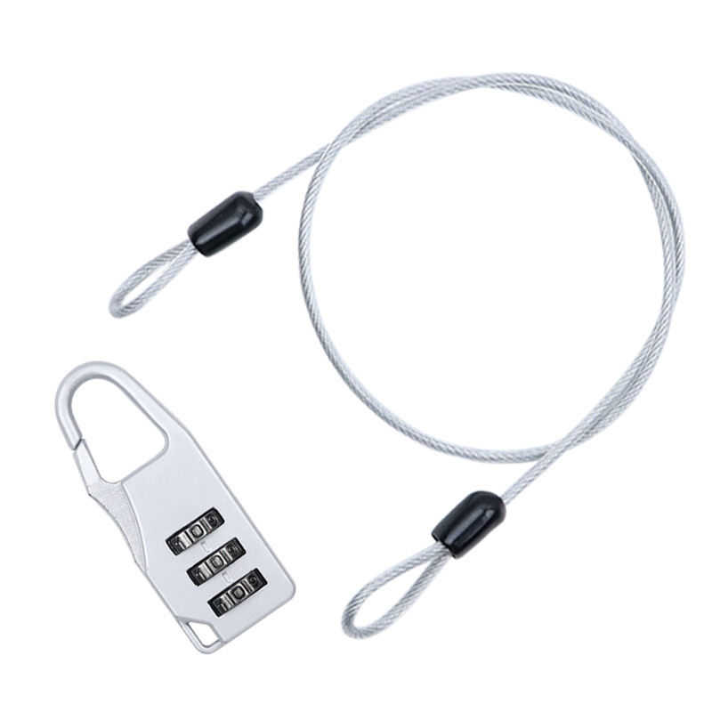 Lacăt cu cablu din oțel pentru biciclete și motociclete – Mecanic, Model: Steel Straight Cable+Password Lock, Material: oțel+PVC, Diametrul tijelor de blocare: 25 mm