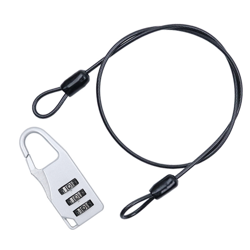 Lacăt cu cablu din oțel pentru biciclete și motociclete – Mecanic, Model: Steel Straight Cable+Password Lock, Material: oțel+PVC, Diametrul tijelor de blocare: 25 mm