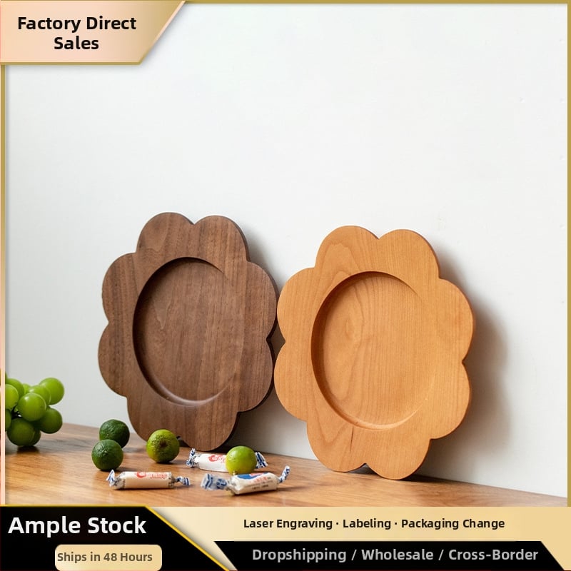 Tavă circulară din lemn, design simplu, stil modern minimalist, imprimare logo disponibil