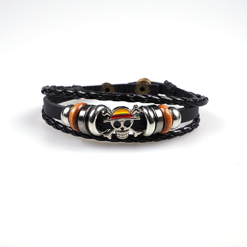 One Piece tematska kožna DIY narukvica s perlicama, kopča od cinkog legura, ručna izrada (Materijal: Cortex; Obrada: Ručno izrađeno; Stil: Unisex, Punk; Kategorija: Narukvica)