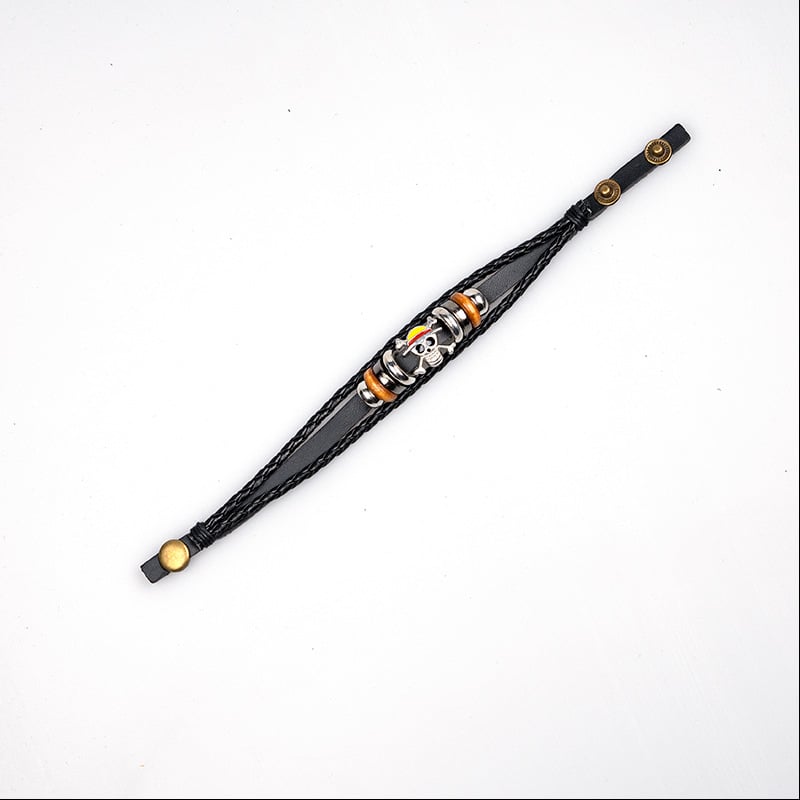 Brățară One Piece: brățară DIY din piele cu mărgele, închizătoare din aliaj de zinc, lucrată manual (Material: Cortex; Proces de prelucrare: Manual; Stil: Unisex, Punk; Categoria: Brățară)