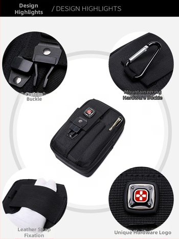 Geantă de talie pentru bărbați Q50, țesătură Oxford, formă vertical pătrată, rezistentă la uzură