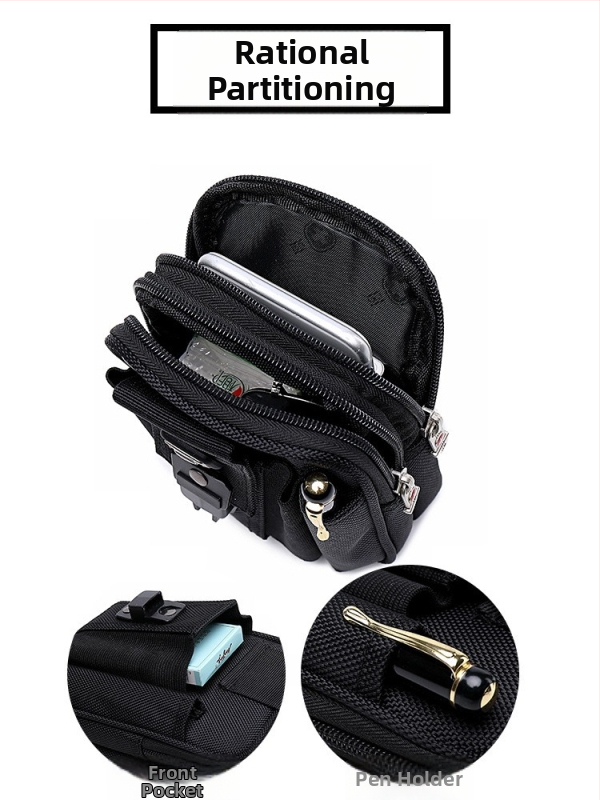 Geantă de talie pentru bărbați Q50, țesătură Oxford, formă vertical pătrată, rezistentă la uzură