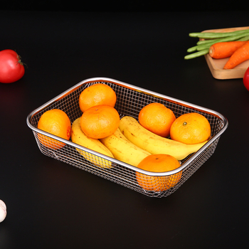Coș din oțel inoxidabil pentru scurgere fructe și legume, dreptunghiular plasă, stil modern simplu, model grilă, lansat în 2025