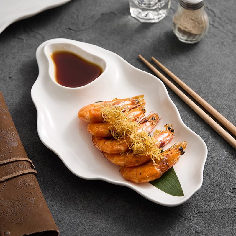 Tanjur za dumplings s rešetkom za ocat – keramika, mikrovalna sigurna, boja ispod glazure, moderan minimalistički stil