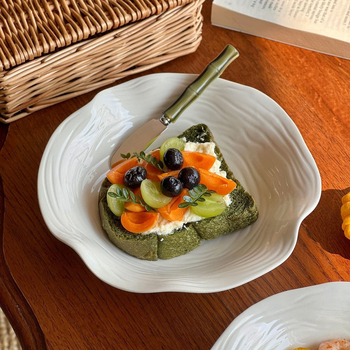 Vas ceramic cu model asimetric de copac cu dantelă – farfurie adâncă pentru salate, paste și deserturi, stil modern simplu, compatibil cu microunde, decor sub glazură, calitate premium