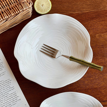 Vas ceramic cu model asimetric de copac cu dantelă – farfurie adâncă pentru salate, paste și deserturi, stil modern simplu, compatibil cu microunde, decor sub glazură, calitate premium