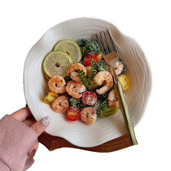 Vas ceramic cu model asimetric de copac cu dantelă – farfurie adâncă pentru salate, paste și deserturi, stil modern simplu, compatibil cu microunde, decor sub glazură, calitate premium