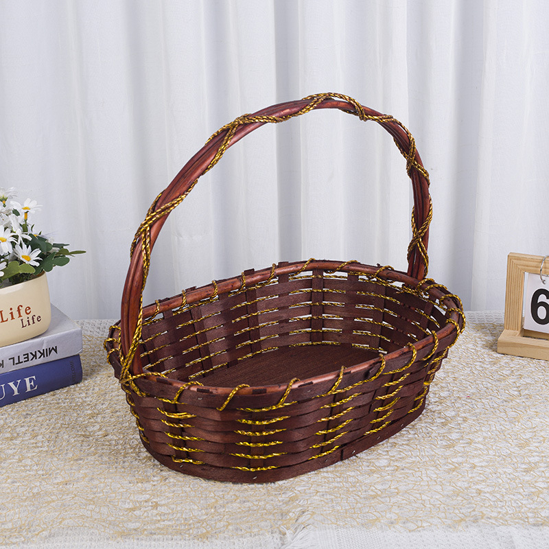 Koš za voće i povrće, pleteni koš od ratana, Model 003, Pastoralni stil
