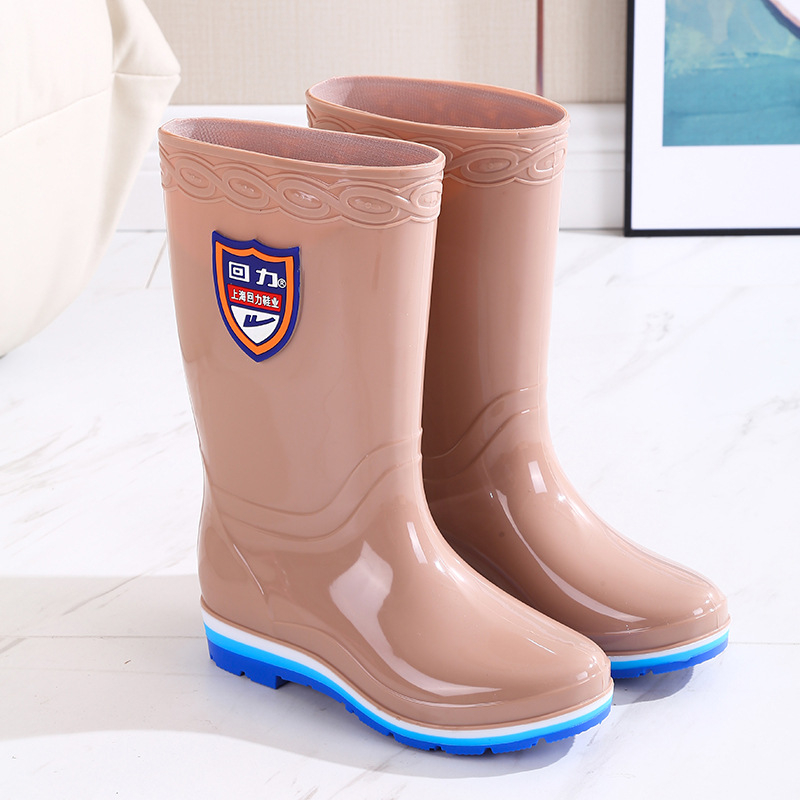 Cizme de ploaie pentru femei din PVC, căptușite cu fleece, înalte, impermeabile, pentru toate anotimpurile, talpă plată