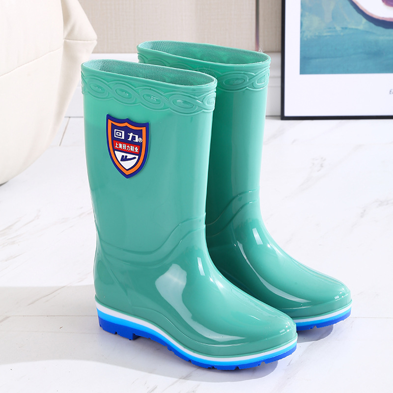 Cizme de ploaie pentru femei din PVC, căptușite cu fleece, înalte, impermeabile, pentru toate anotimpurile, talpă plată