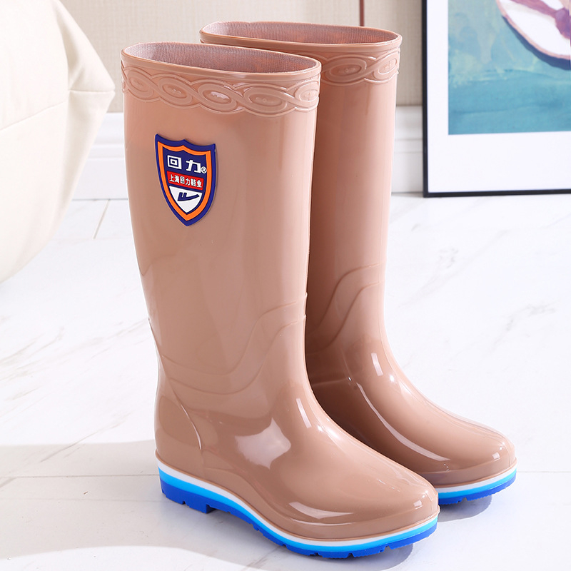 Cizme de ploaie pentru femei din PVC, căptușite cu fleece, înalte, impermeabile, pentru toate anotimpurile, talpă plată