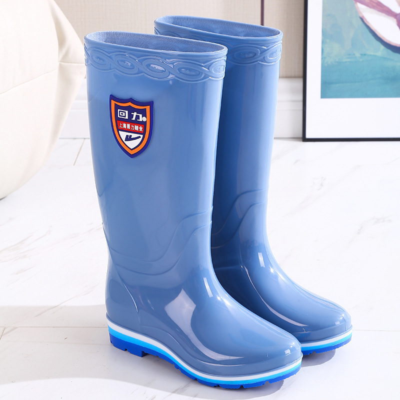 Cizme de ploaie pentru femei din PVC, căptușite cu fleece, înalte, impermeabile, pentru toate anotimpurile, talpă plată