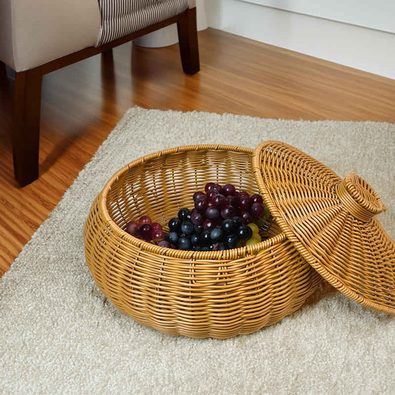 Plastový úložný kôš s vekom, model H00124, japonský štýl, vhodný na ovocie, zeleninu, kancelárske potreby, kozmetiku a knihy