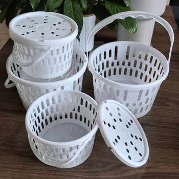 Coș circular din plastic pentru fructe cu capac, mâner, model DY-002