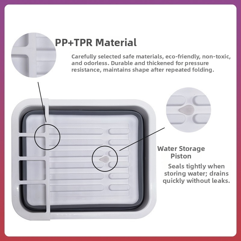 Skladateľný dvojúrovňový kuchynský držiak na odkvapkávanie pre misky, taniere, príbory a riad – plast, viacúčelová úložná polica