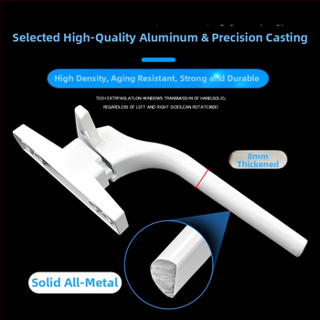 Kľučka na okno, hliníková zliatina, natieraný povrch, vonkajšie ploché tlačové prevedenie, model 03ZS061L, moderný minimalistický štýl, 7-formový jednopunktový zámok