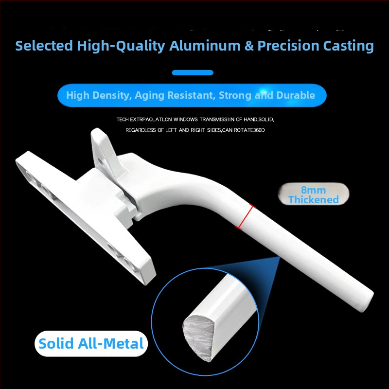 Kľučka na okno, hliníková zliatina, natieraný povrch, vonkajšie ploché tlačové prevedenie, model 03ZS061L, moderný minimalistický štýl, 7-formový jednopunktový zámok