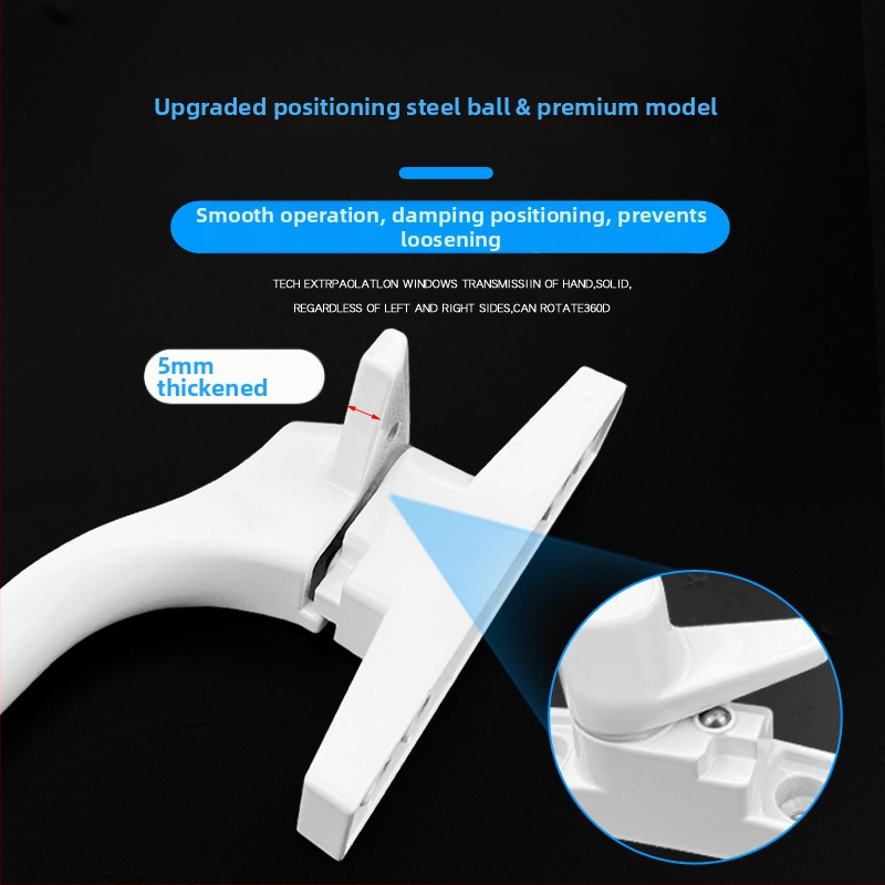 Kľučka na okno, hliníková zliatina, natieraný povrch, vonkajšie ploché tlačové prevedenie, model 03ZS061L, moderný minimalistický štýl, 7-formový jednopunktový zámok