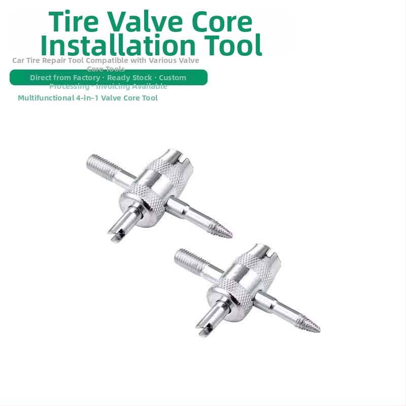 Četri vienā ventila vārsta atslēgu komplekts auto riepu remontam – ventila vārsta skrūvēšanas instruments (Izcelsme: Xian County; Zīmols: Nav; Galvenie pārdošanas reģioni: Citas; Pilnvarotas privātās zīmoles: Nē)