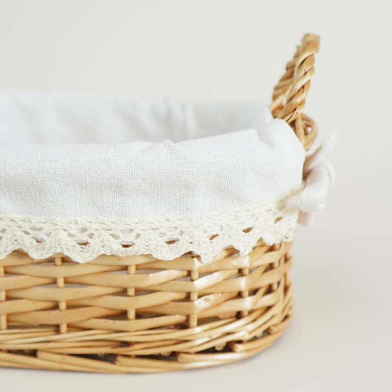 Ručne tkaný úložný košík; organizér na nočnú stolík/počítačový stôl pre kozmetiku, šperky a malé veci