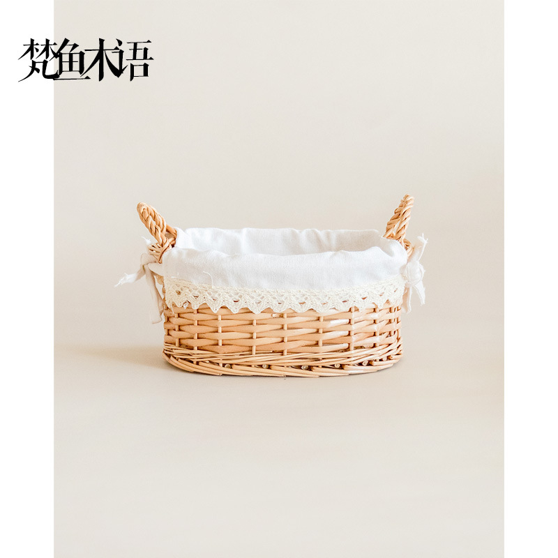 Ručne tkaný úložný košík; organizér na nočnú stolík/počítačový stôl pre kozmetiku, šperky a malé veci