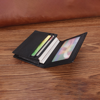 Port card pentru bărbați din piele naturală, textură Litchi, piele de vită de înaltă calitate, impermeabil, logo personalizat