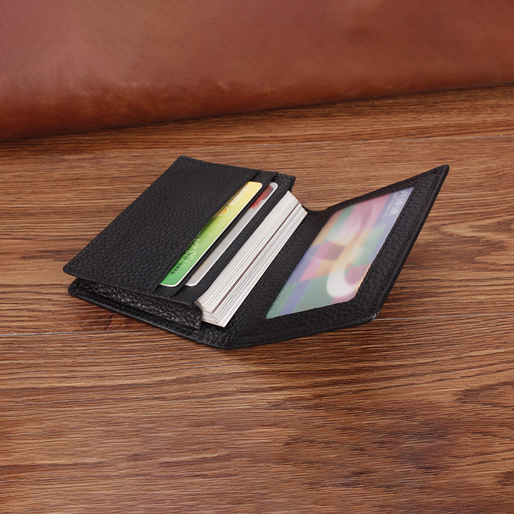 Port card pentru bărbați din piele naturală, textură Litchi, piele de vită de înaltă calitate, impermeabil, logo personalizat