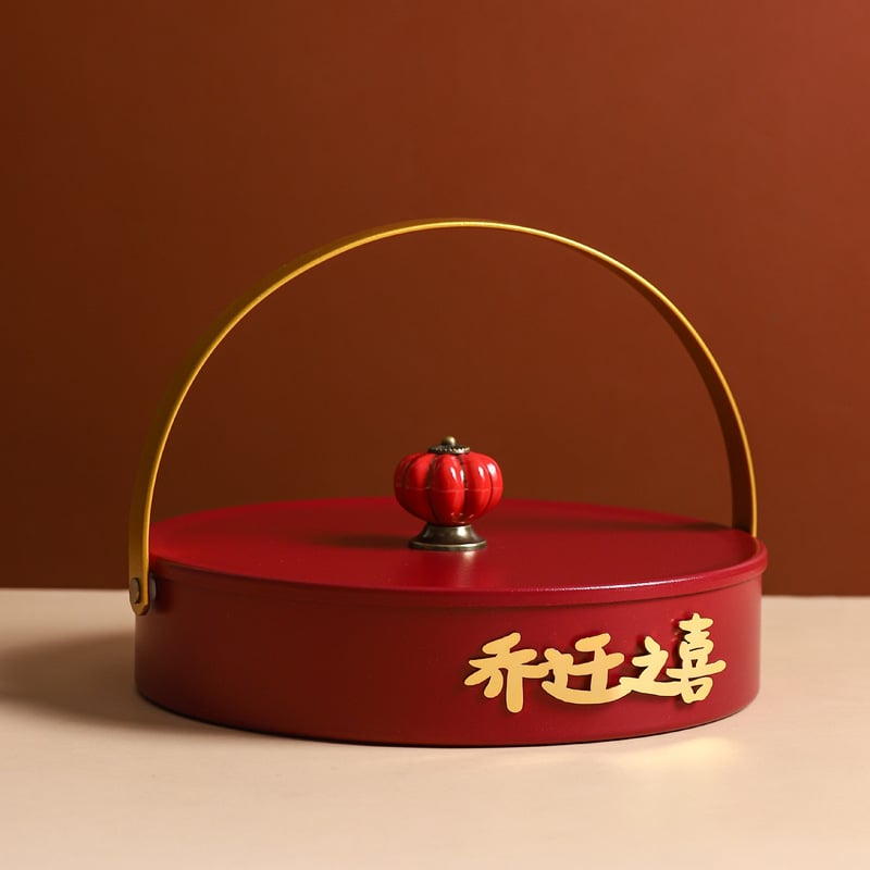 Фруктова чиния с капак, ретро китайски стил, луксозен дизайн, разделени отделения, подходяща за дневна за закуски, сушени плодове и ядки