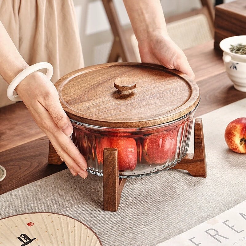 Стъклена плодова чиния за плодове – китайски стил, марка Dorrido, за хол и офис, пуск през лято 2021 г.