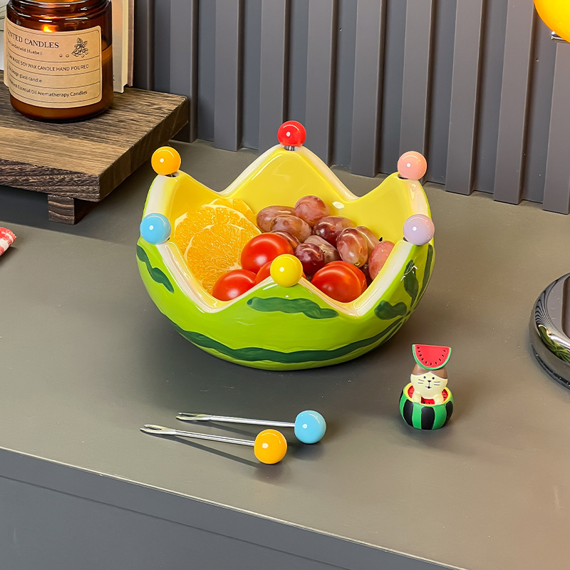 Порцеланова чиния за плодове с диня, свеж дизайн, мил стил, пускане през 2025 г.