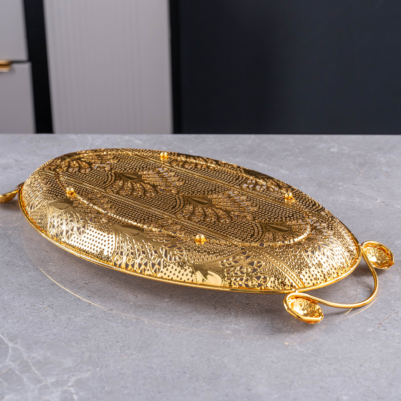 TONGCAI Ovala miska na ovocie s vyrezávaným dizajnom na občerstvenie, Štýl ľahký luxus, Letné vydanie 2021, Materiál: Iné