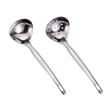 Κουτάλι σούπας με κόσκινο από ανοξείδωτο ατσάλι 304, μακριά λαβή, ανθεκτικό στη θερμότητα, κουταλο-σπάτουλα