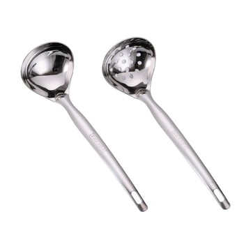 Κουτάλι σούπας με κόσκινο από ανοξείδωτο ατσάλι 304, μακριά λαβή, ανθεκτικό στη θερμότητα, κουταλο-σπάτουλα