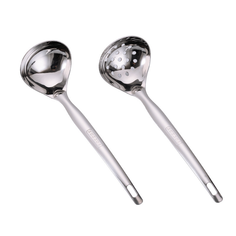 Κουτάλι σούπας με κόσκινο από ανοξείδωτο ατσάλι 304, μακριά λαβή, ανθεκτικό στη θερμότητα, κουταλο-σπάτουλα