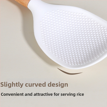 Álló rizsskanál – élelmiszer-minőségű szilikon, fa nyél, hőálló, tapadásmentes