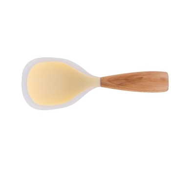 Álló rizsskanál – élelmiszer-minőségű szilikon, fa nyél, hőálló, tapadásmentes