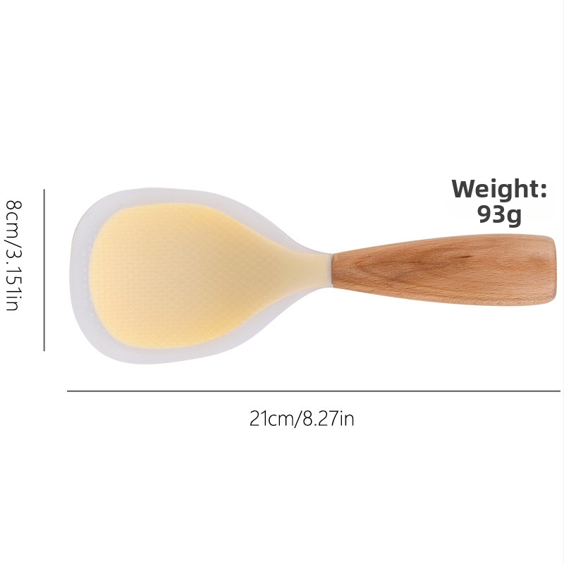 Álló rizsskanál – élelmiszer-minőségű szilikon, fa nyél, hőálló, tapadásmentes