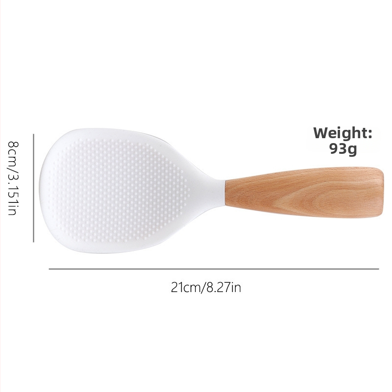 Álló rizsskanál – élelmiszer-minőségű szilikon, fa nyél, hőálló, tapadásmentes