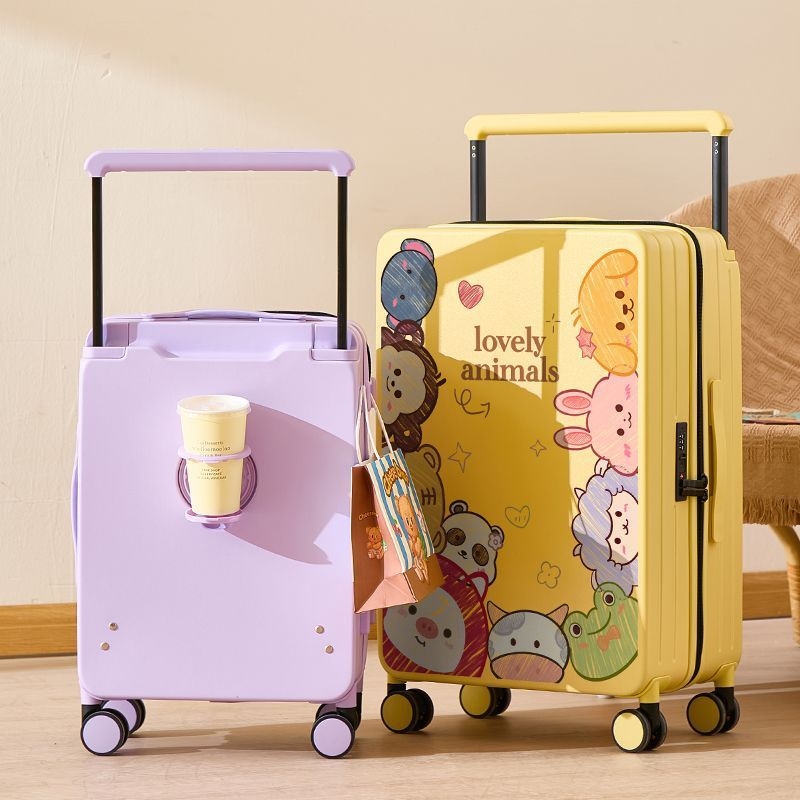 Βαλίτσα με σχέδιο κινουμένων σχεδίων, ύφασμα, περιστρεφόμενα 360° ροδάκια, πλευρικό άνοιγμα, κλειδαριά με λουκέτο