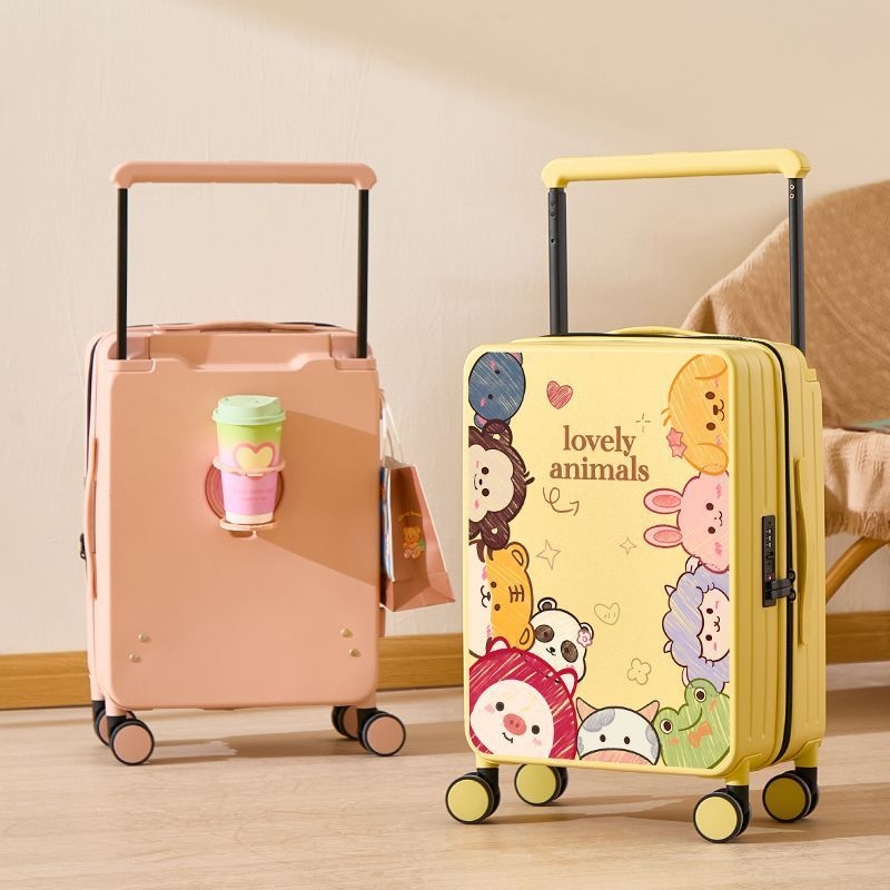 Βαλίτσα με σχέδιο κινουμένων σχεδίων, ύφασμα, περιστρεφόμενα 360° ροδάκια, πλευρικό άνοιγμα, κλειδαριά με λουκέτο