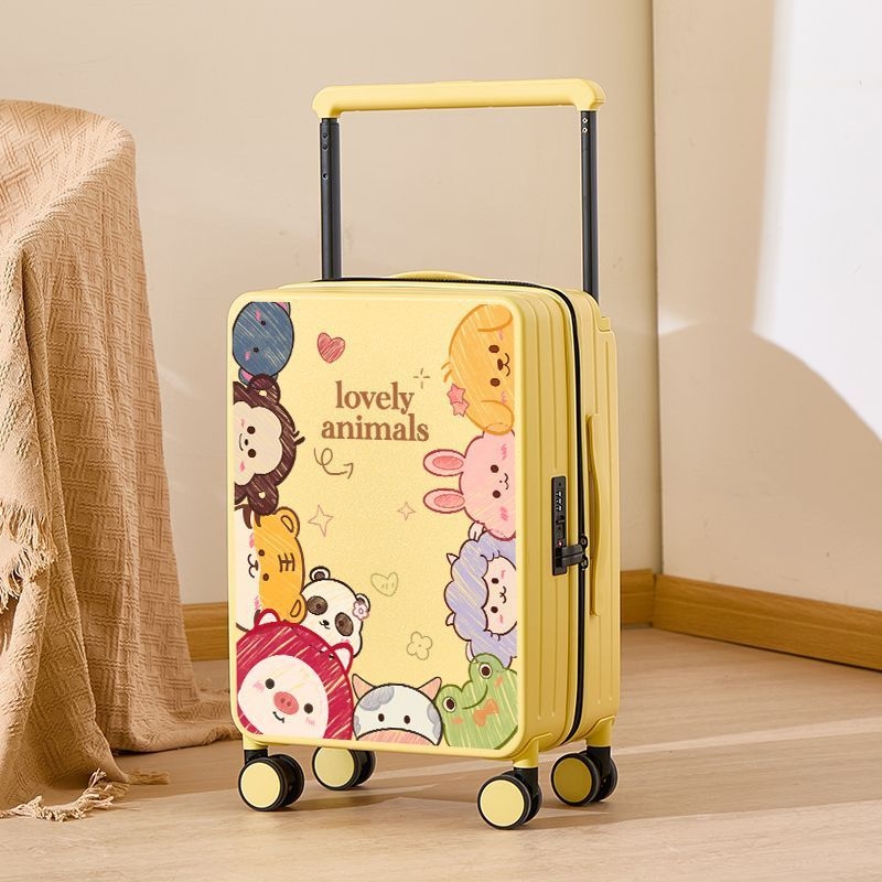 Βαλίτσα με σχέδιο κινουμένων σχεδίων, ύφασμα, περιστρεφόμενα 360° ροδάκια, πλευρικό άνοιγμα, κλειδαριά με λουκέτο